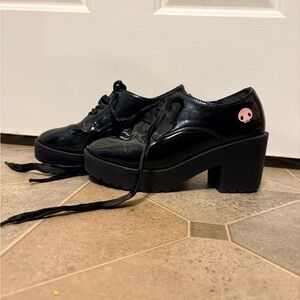 Black Platform Lace-Up Shoes